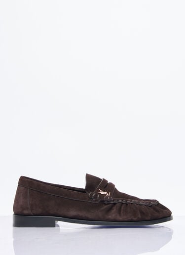 Le Loafer Suede Penny Slippers Saint Laurent Le Loafer Suede Penny Slippers Brown sla0257047