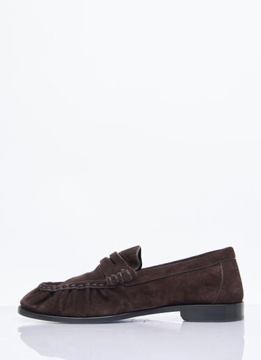 Le Loafer Suede Penny Slippers Saint Laurent Le Loafer Suede Penny Slippers Brown sla0257047
