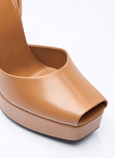 Saint Laurent La Scandale Platform Sandals Brown sla0258004