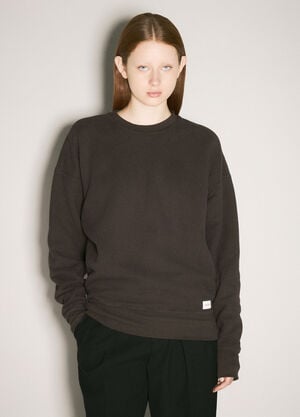 Saint Laurent Logo Patch Fleece Sweatshirt Brown sla0258063
