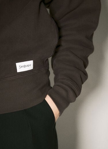 Saint Laurent Logo Patch Fleece Sweatshirt Brown sla0258063