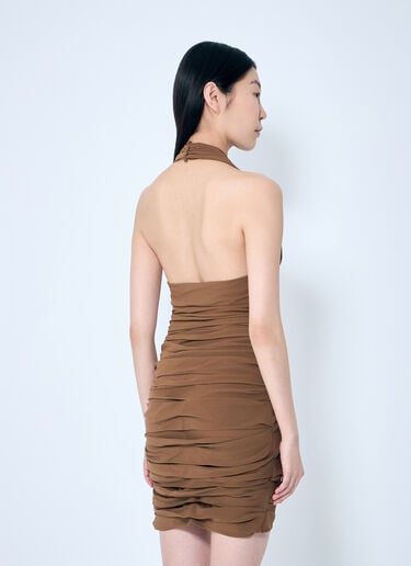 Saint Laurent シルクホルターネックドレス ブラウン sla0258069
