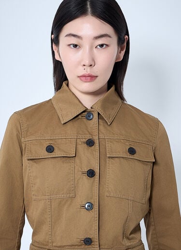 Saint Laurent コットンサージクロップドジャケット  ブラウン sla0259008