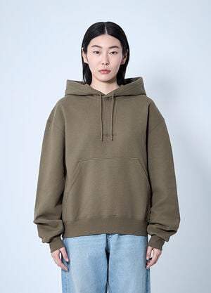 Saint Laurent Hooded Logo Motif Sweatshirt Beige sla0259010