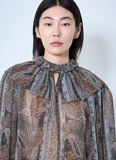 Paisley Silk Georgette Blouse Saint Laurent Paisley Silk Georgette Blouse Brown sla0259016