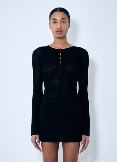 迷你钩编连衣裙 Saint Laurent 迷你钩编连衣裙 黑色 sla0259018