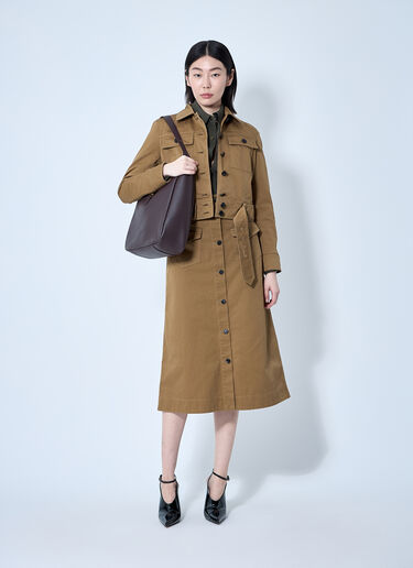 コットンサージ・・ミディスカート Saint Laurent コットンサージ・・ミディスカート ブラウン sla0259020