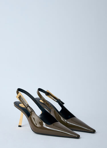 Saint Laurent Lee Slingback Pumps Brown sla0259031