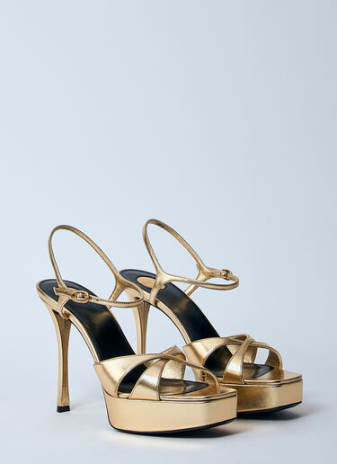 Saint Laurent Debbie Platform Sandals Gold sla0259032