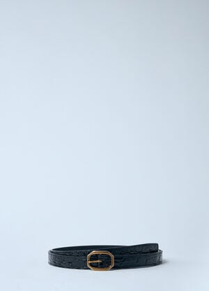 Saint Laurent 악어 무늬 프레임 얇은 벨트  블랙 sla0259067