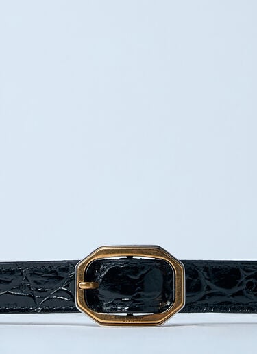 Saint Laurent クロコダイルエンボスフレームスリムベルト  ブラック sla0259067