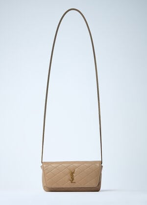 Saint Laurent Gaby Chain Phone Holder Beige sla0259086