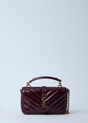 Saint Laurent 迷你学院风链条单肩包 酒红色 sla0259119