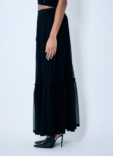 Saint Laurent Ruffled Silk Skirt Black sla0259131