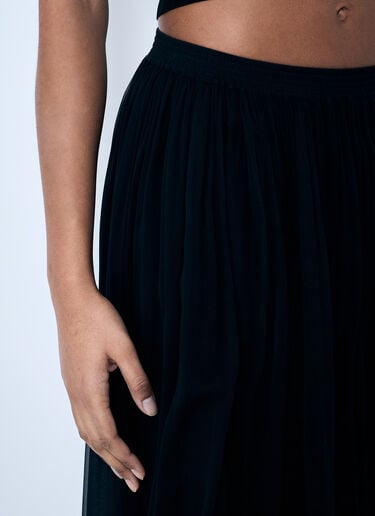 Saint Laurent Ruffled Silk Skirt Black sla0259131