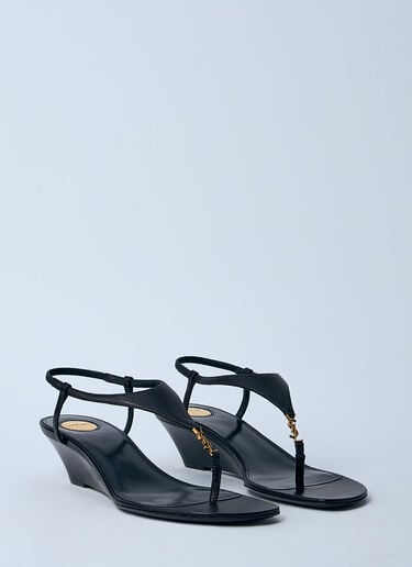 Logo Motif Wedge Sandals Saint Laurent Logo Motif Wedge Sandals Black sla0260033