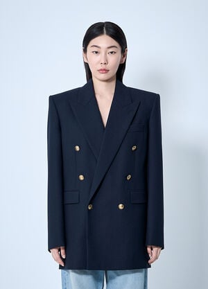 Saint Laurent Wool Chiné Blazer Blue sla0260071