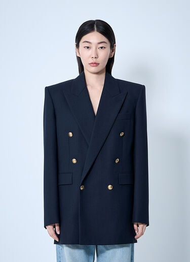 Saint Laurent ウール ChinÃ© ブレザー ブルー sla0260071