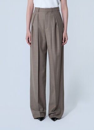 Saint Laurent Wool Chiné Pants Beige sla0260073