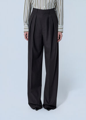Saint Laurent Wool Chiné Pants Brown sla0260074