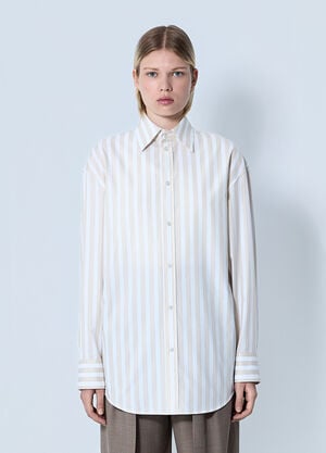 Saint Laurent Striped Button-Down Shirt Beige sla0260078