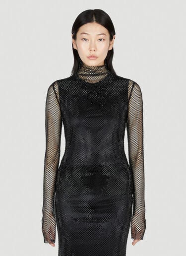 Sportmax Noemi Rhinestone Mesh Top Black spx0253021