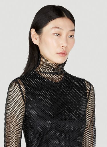 Sportmax Noemi Rhinestone Mesh Top Black spx0253021