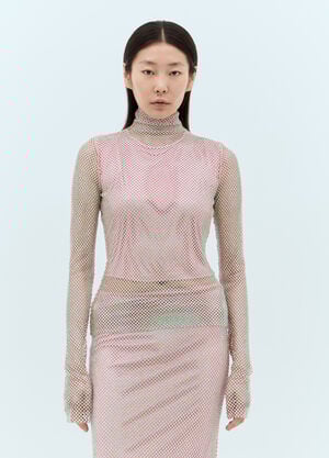 Sportmax 라인스톤 하이넥 탑 핑크 spx0257002