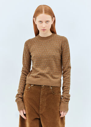 Sportmax 스터드 디테일 울 혼방 스웨터 브라운 spx0258004