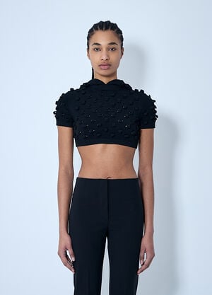 Sportmax Hooded Open-Knit Crop Top Black spx0260009