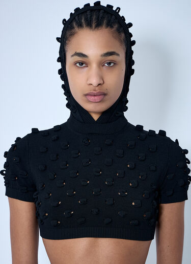 Hooded Open-Knit Crop Top Sportmax Hooded Open-Knit Crop Top Black spx0260009