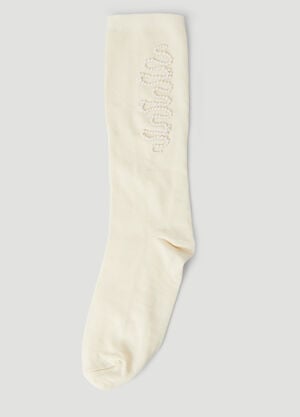 Simone Rocha ビーズ くねくね ソックス クリーム sra0250023