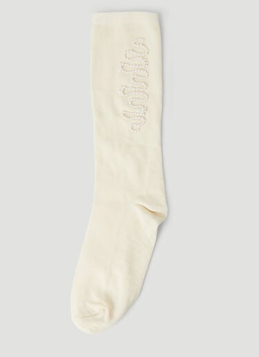Beaded Wriggle Socks Simone Rocha Beaded Wriggle Socks Cream sra0250023