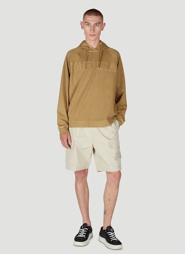 Stone Island Logo Embroidery Hooded Sweatshirt Brown sto0152062