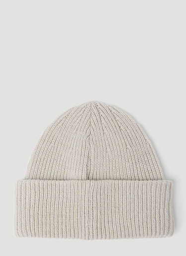 Logo Embroidery Beanie Hat Stone Island Logo Embroidery Beanie Hat Cream sto0154086