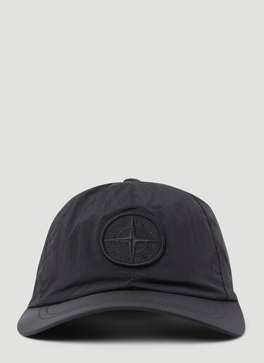 Stone Island 로고 자수 베이스볼 캡 블랙 sto0154092