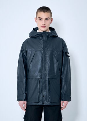 Stone Island Leather Organza Hooded Jacket Black sto0160001