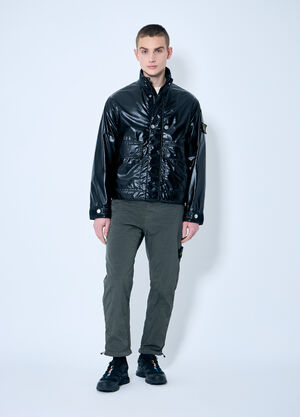 Stone Island Laminated Biker Jacket Black sto0160023