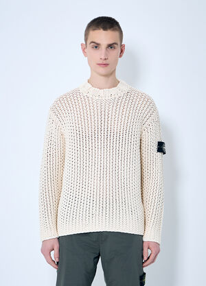 Stone Island UV-Reactive Crochet Sweater Beige sto0160039