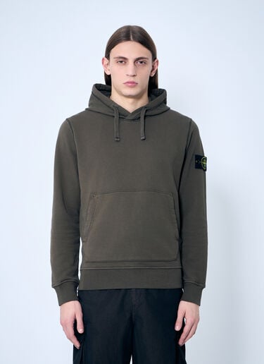 Stone Island コンパス パッチ フード付きスウェットシャツ  グリーン sto0160051