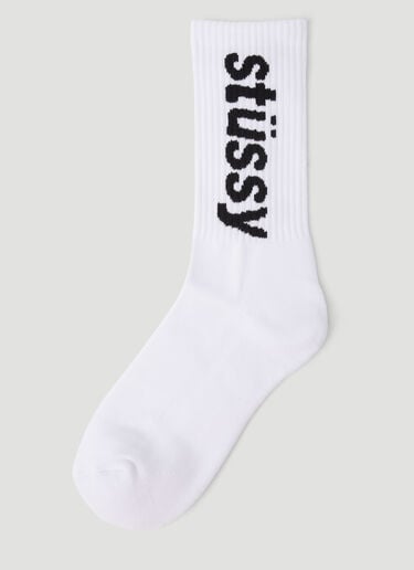 Stüssy Helvetica Long Socks White sts0151028