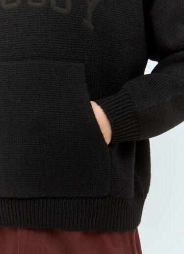 Felt Patch Knit Hooded Sweater Stüssy Felt Patch Knit Hooded Sweater Black sts0159005