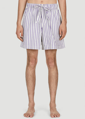 Tekla Lido Stripe Sleep Shorts Purple tek0353019