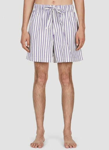 Tekla Lido Stripe Sleep Shorts Purple tek0353019