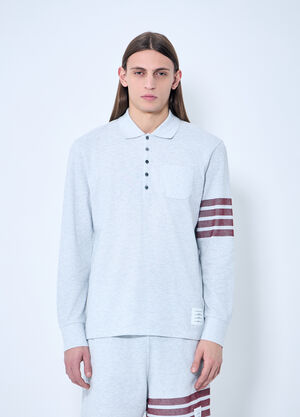 Thom Browne Four-Bar Polo Shirt Grey thb0158002