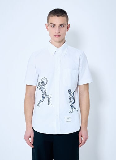 Embroidered Cording Shirt Thom Browne Embroidered Cording Shirt White thb0160010