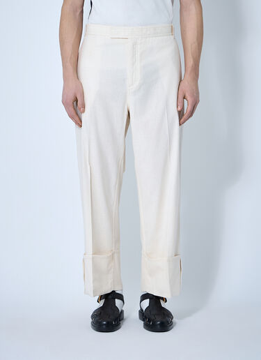 Thom Browne 徽标饰边长裤  米色 thb0160013