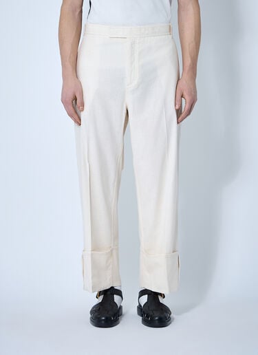 Logo Trim Pants Thom Browne Logo Trim Pants Beige thb0160013