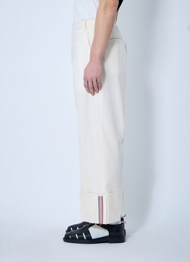 Logo Trim Pants Thom Browne Logo Trim Pants Beige thb0160013