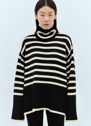 TOTEME Signature Stripe Roll Neck Sweater Black tot0251007